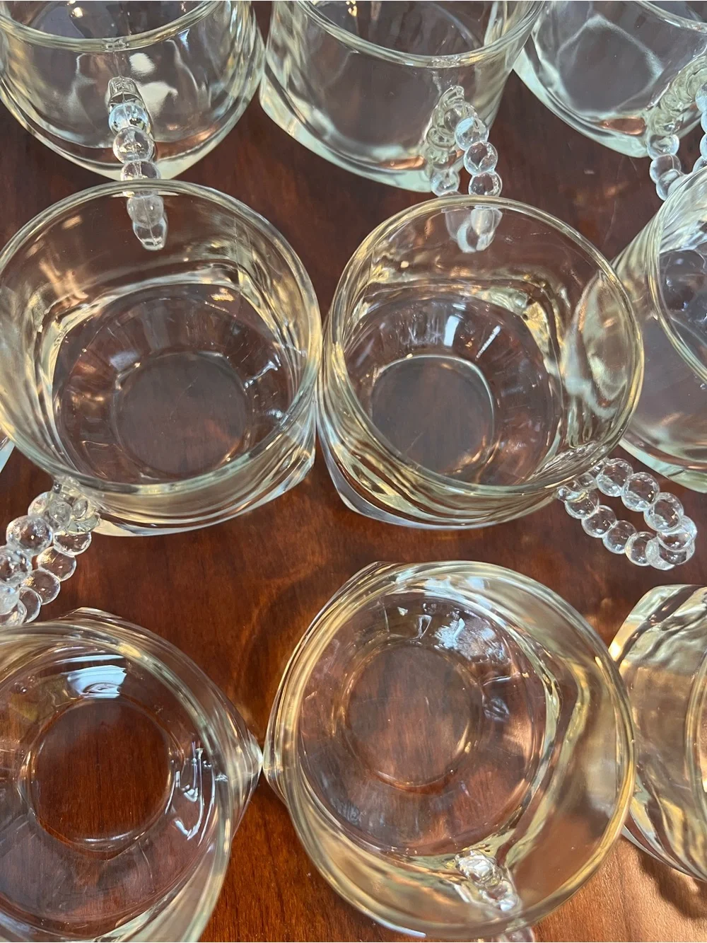 Clear Beaded Handle Dessert Cups — Set of 19
